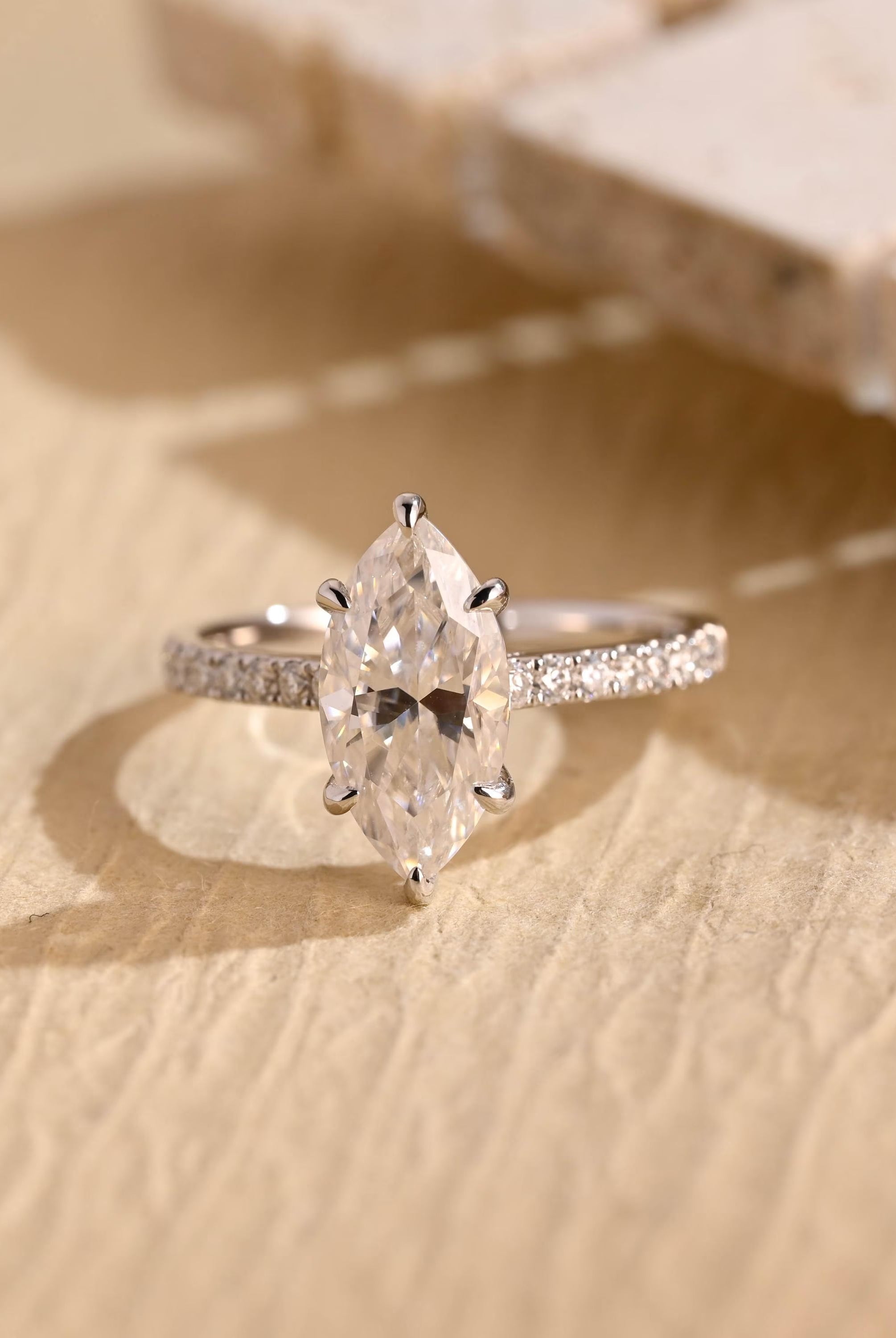 1 Carat Marquise Moissanite Ring