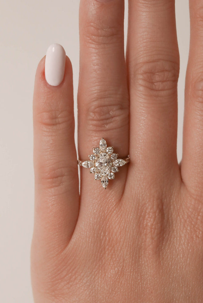 Oval Cluster Engagement Ring