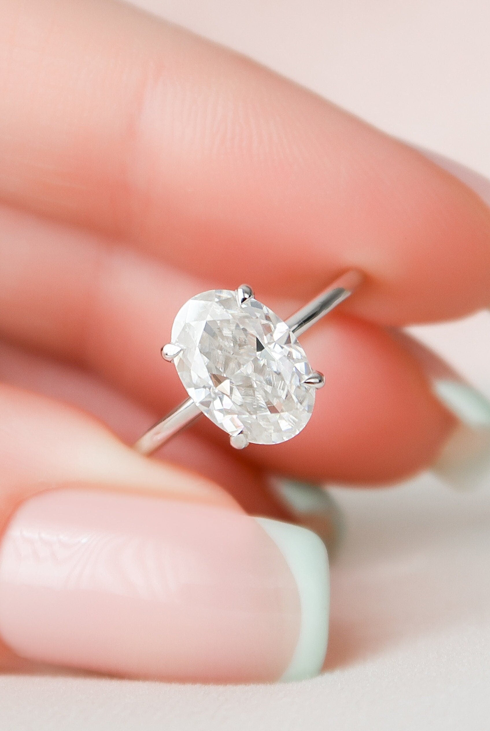 Oval Diamond Alternative Ring