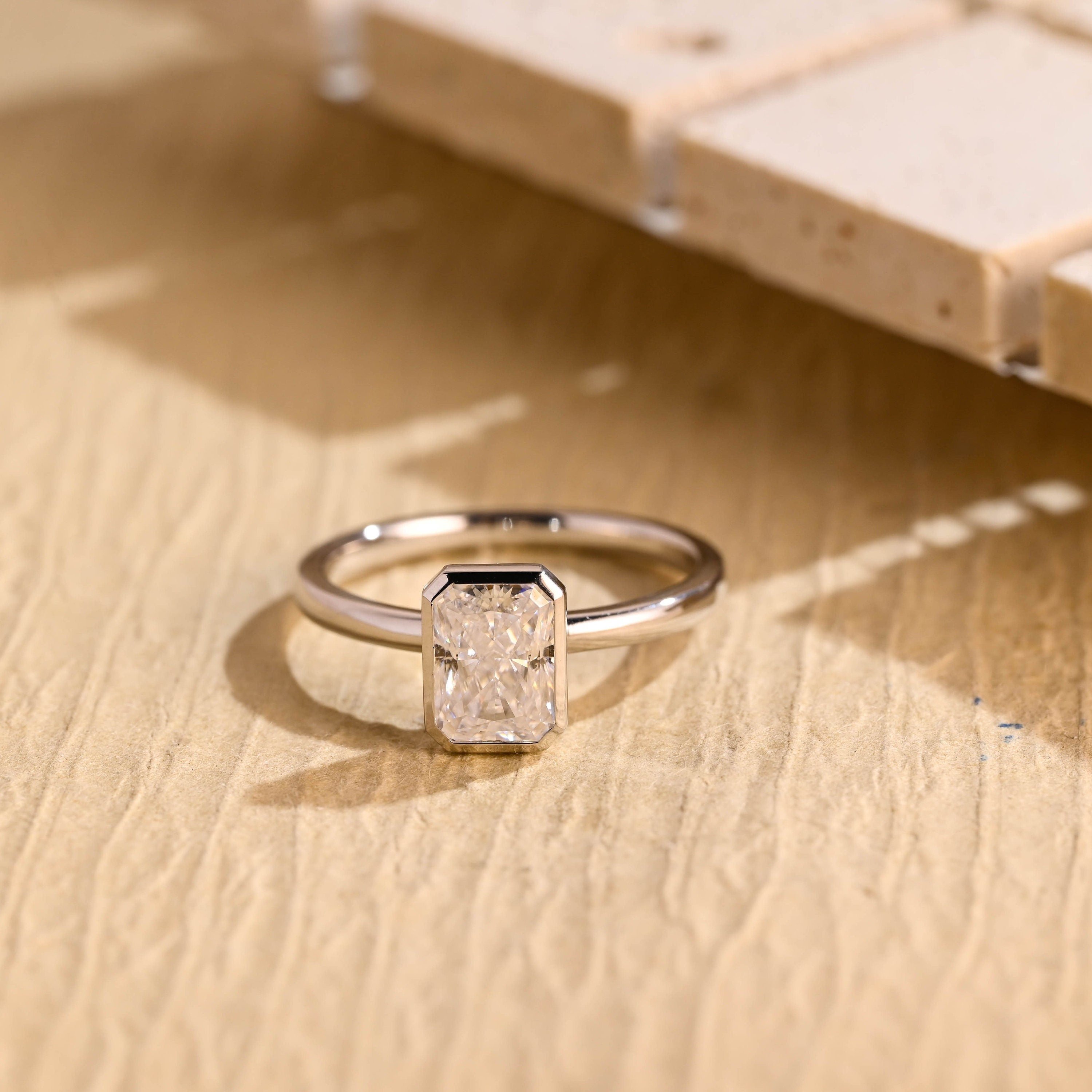 1 Carat Radiant Cut Moissanite Ring