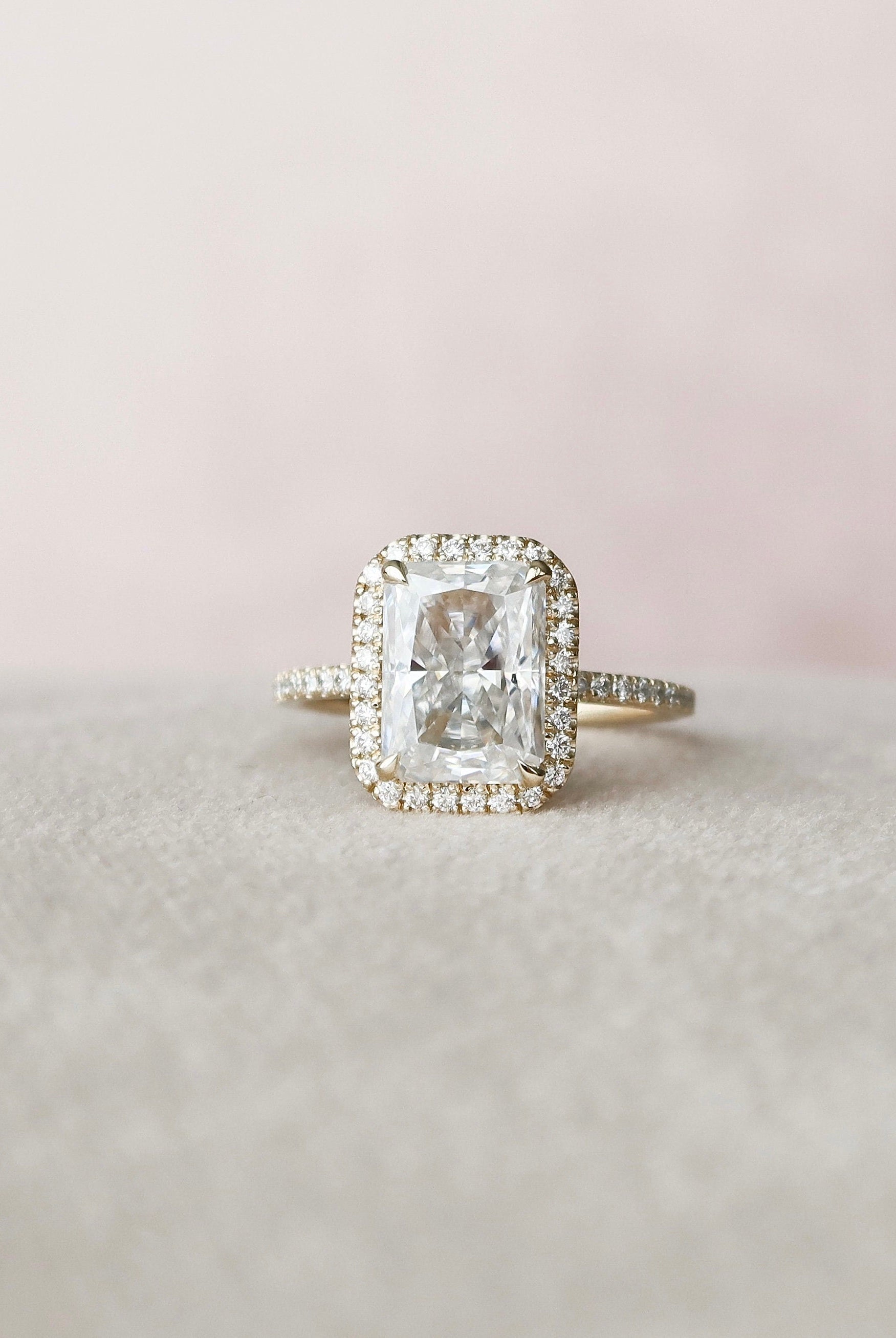 Radiant Halo Moissanite Ring