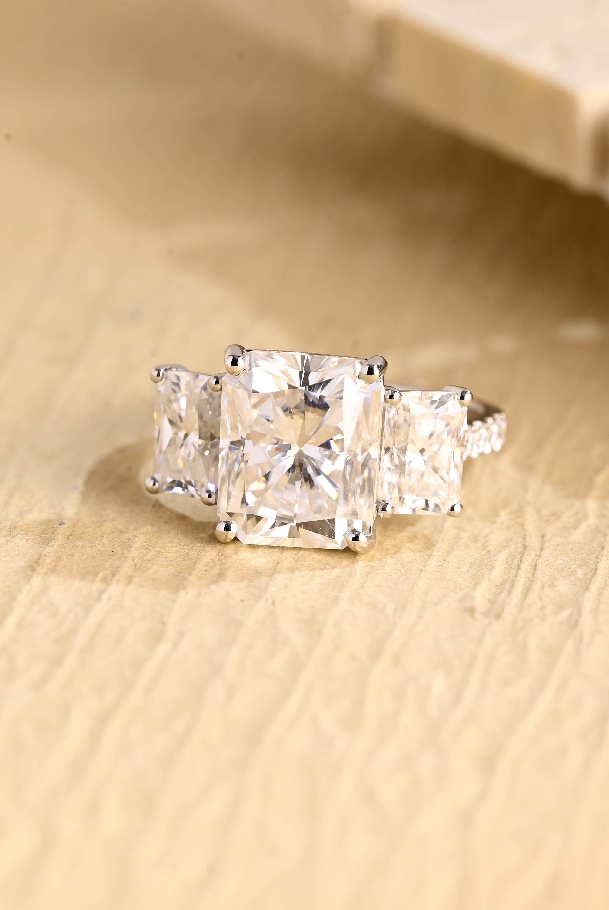 1 Carat Radiant Cut Moissanite Ring