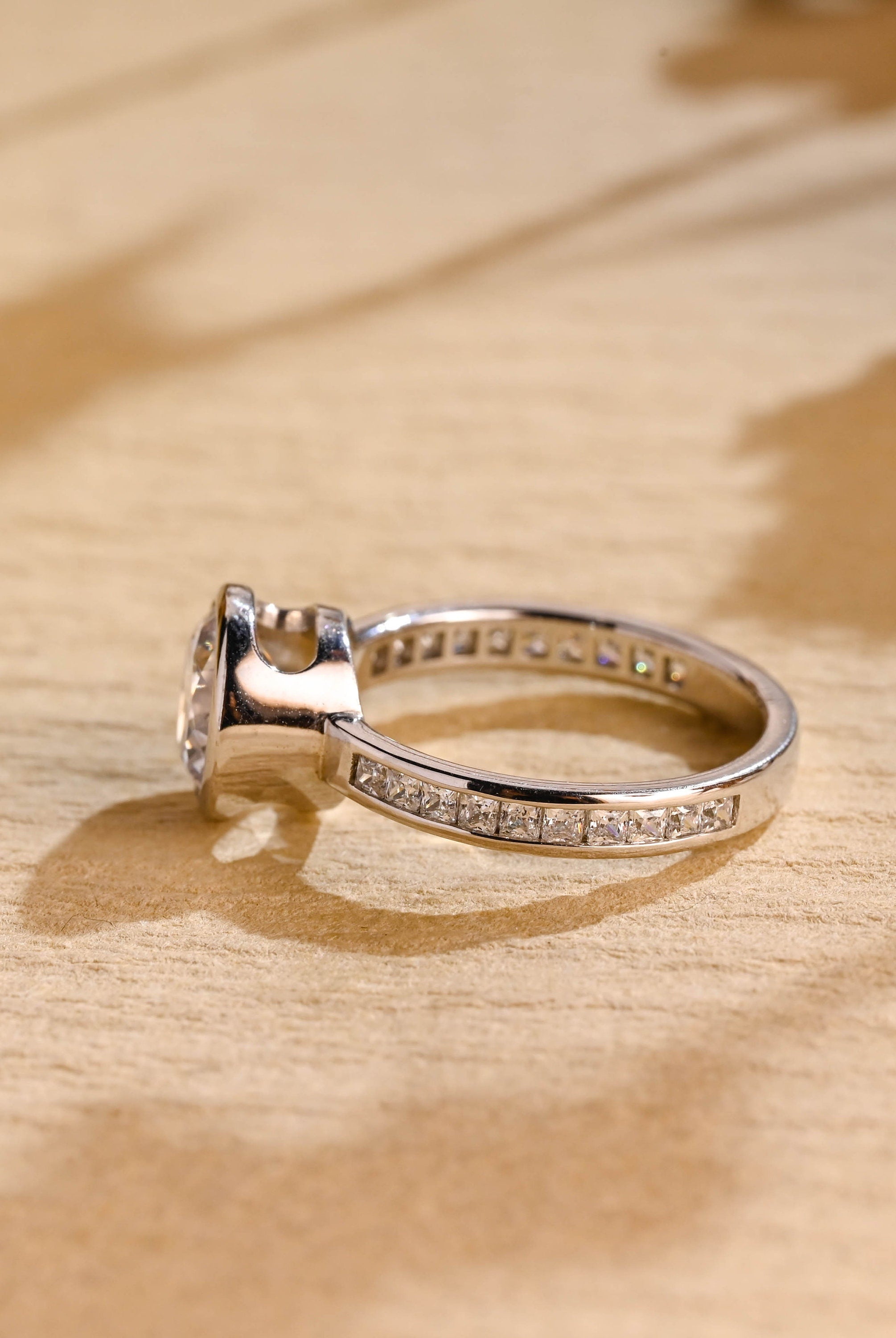 Shop Bezel Set Moissanite Engagement Rings USA