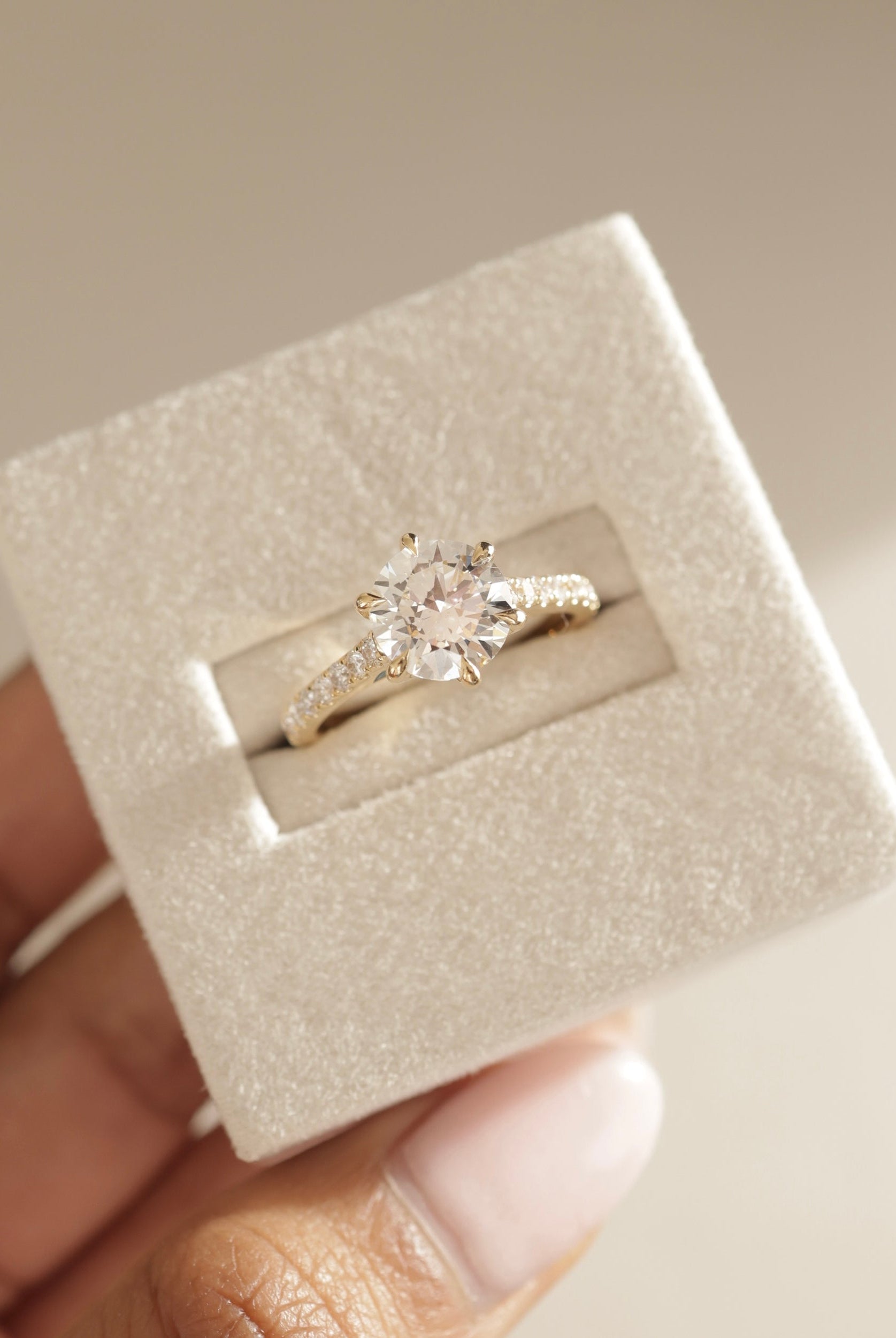 Luxury Round Brilliant Pave Moissanite Ring