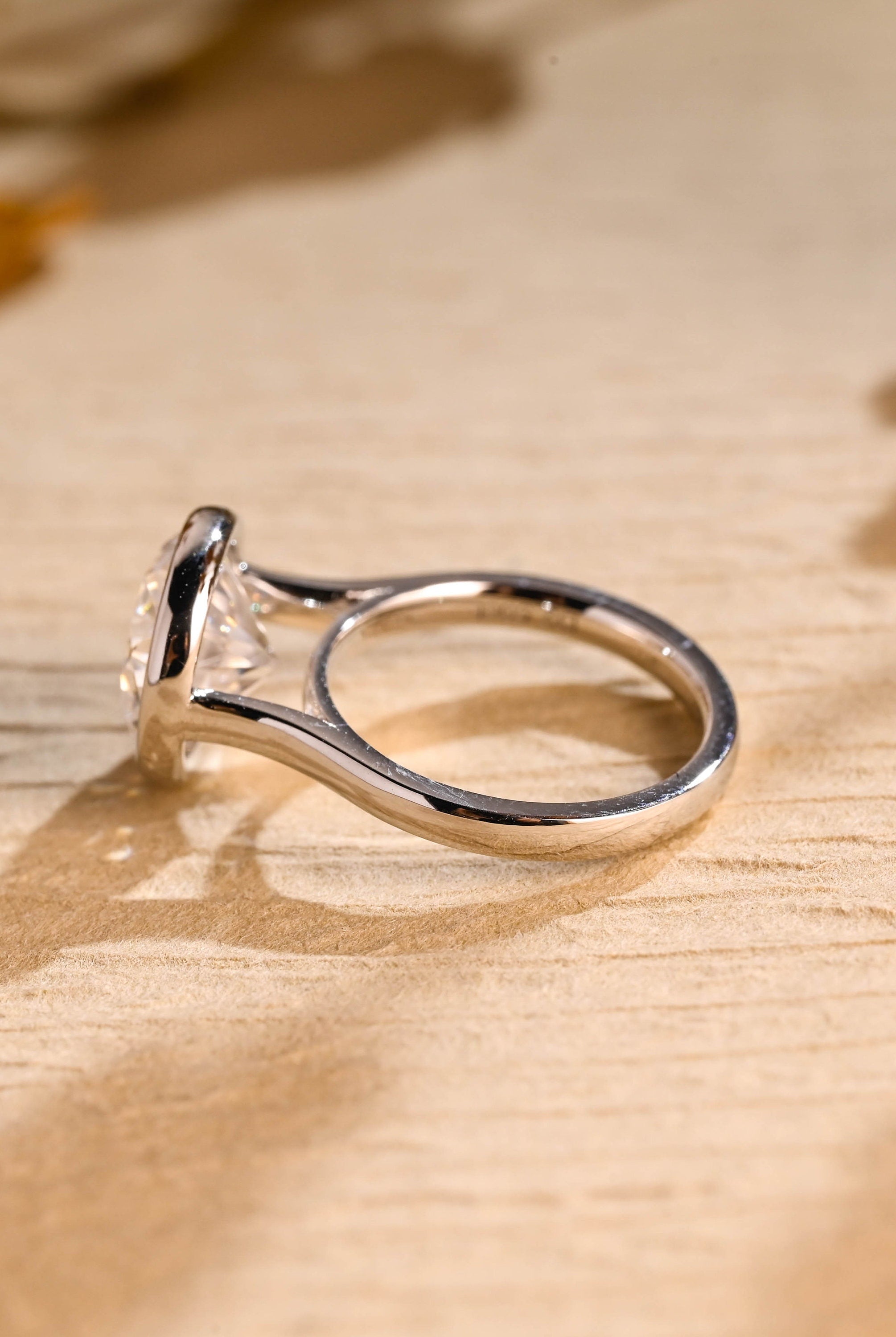 Shop Bezel Set Moissanite Engagement Rings USA