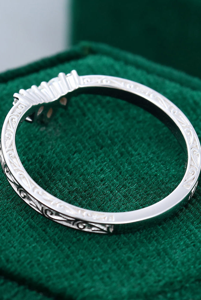 round-marquise-pear-moissanite-curved-wedding-band