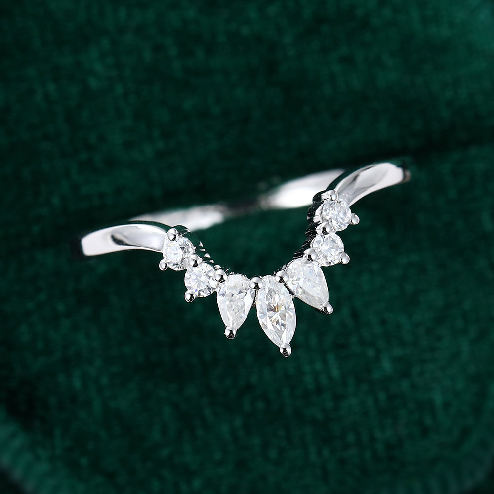 0-27-ct-round-marquise-pear-moissanite-curved-wedding-band