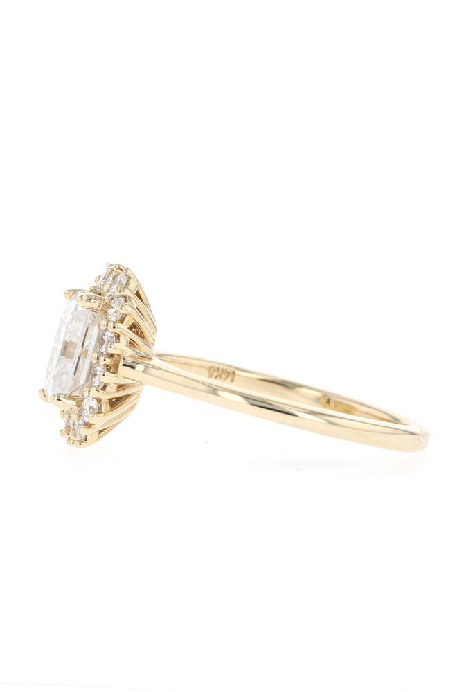1.70CT Emerald Cut Halo Moissanite Diamond Solitaire Engagement Ring