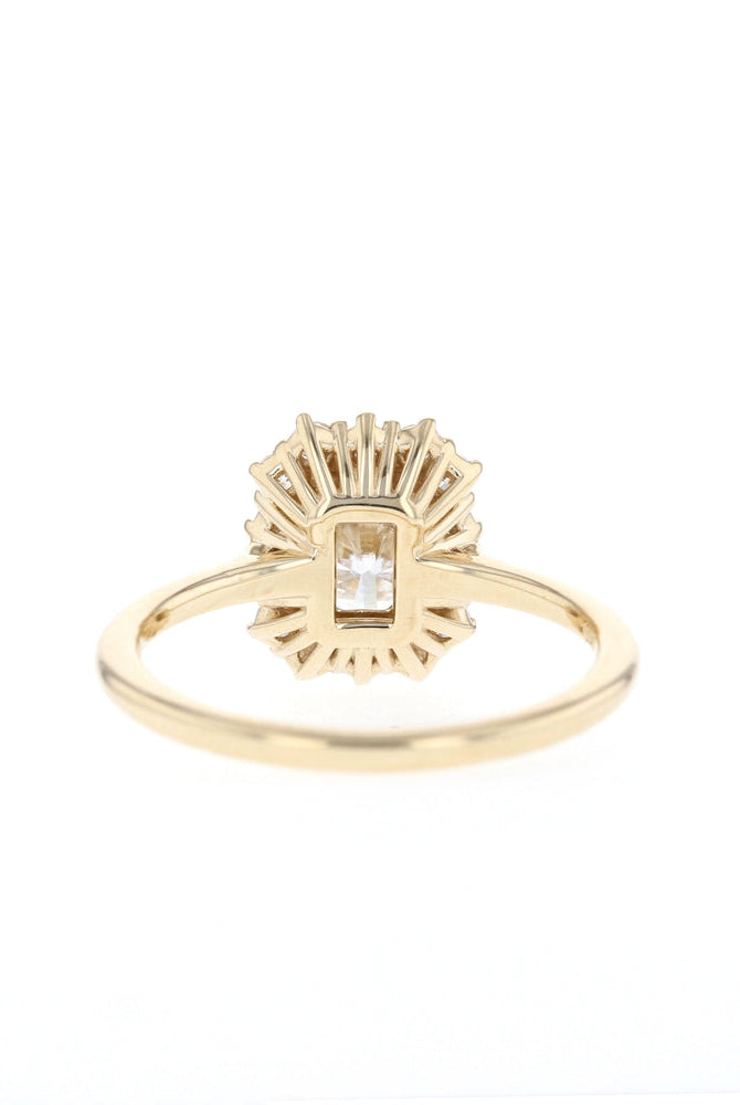 1.70CT Emerald Cut Halo Moissanite Diamond Solitaire Engagement Ring