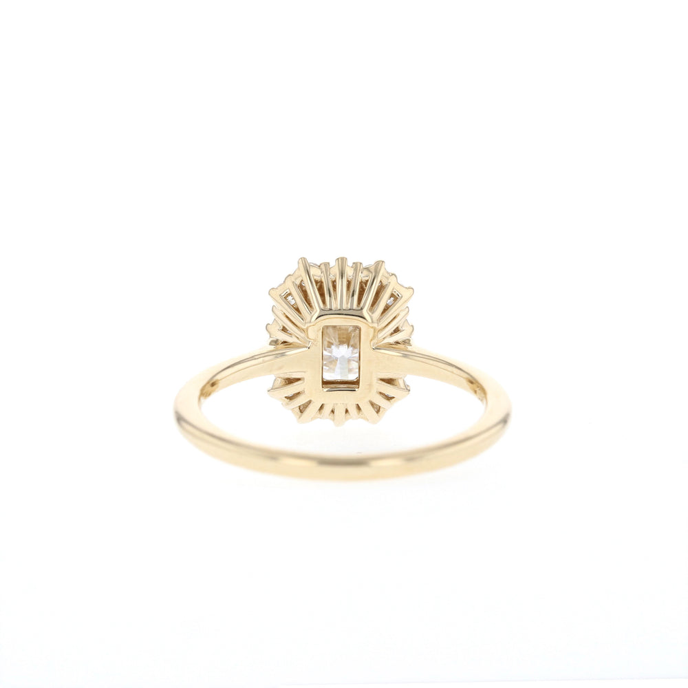 1.70CT Emerald Cut Halo Moissanite Diamond Solitaire Engagement Ring