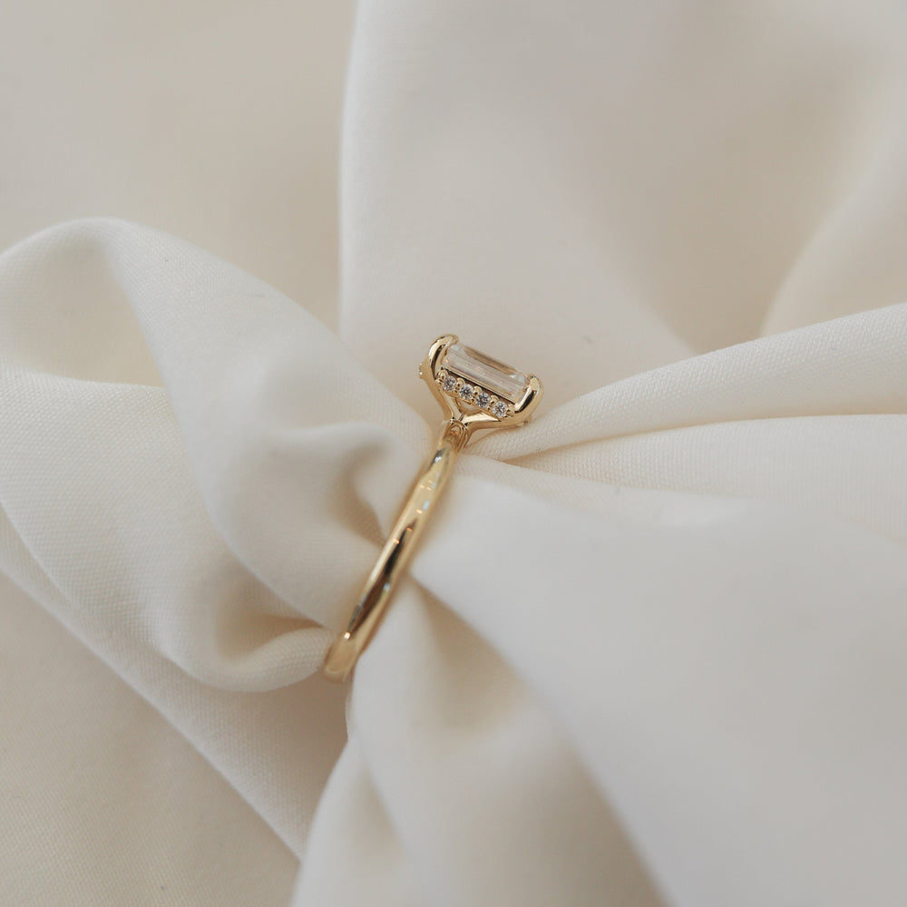 1.70CT Emerald Cut Hidden Halo Moissanite Diamond Engagement Ring For Her