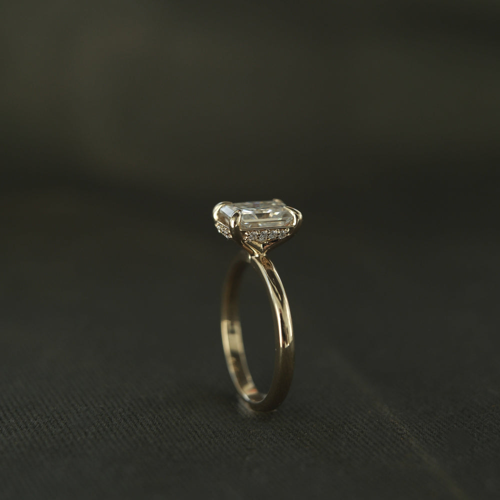 1.70CT Emerald Cut Hidden Halo Moissanite Diamond Engagement Ring For Her