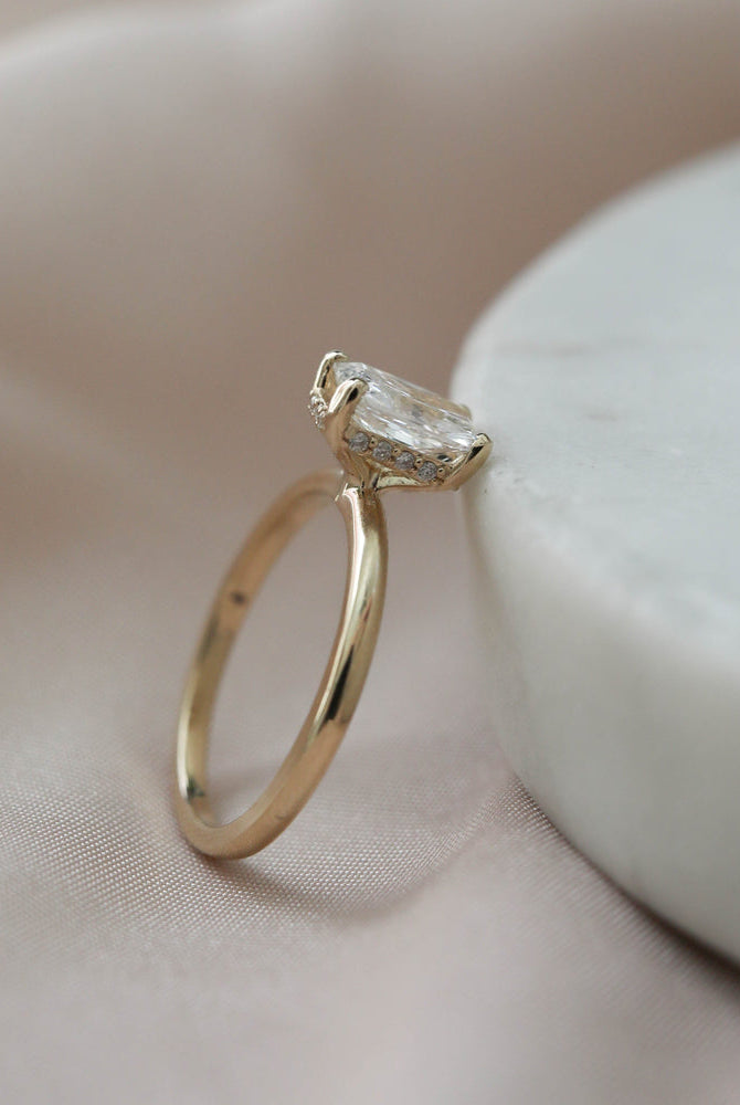 1.70CT Emerald Cut Hidden Halo Moissanite Diamond Engagement Ring For Her