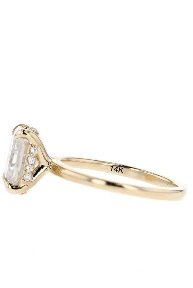 1.70CT Emerald Cut Hidden Halo Moissanite Diamond Engagement Ring For Her