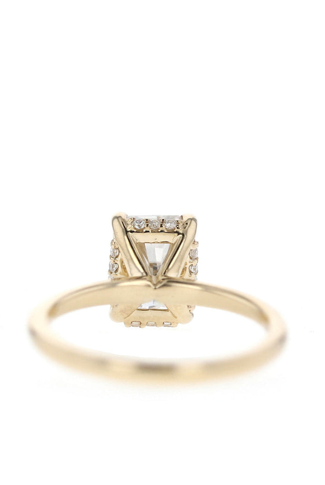 1.70CT Emerald Cut Hidden Halo Moissanite Diamond Engagement Ring For Her