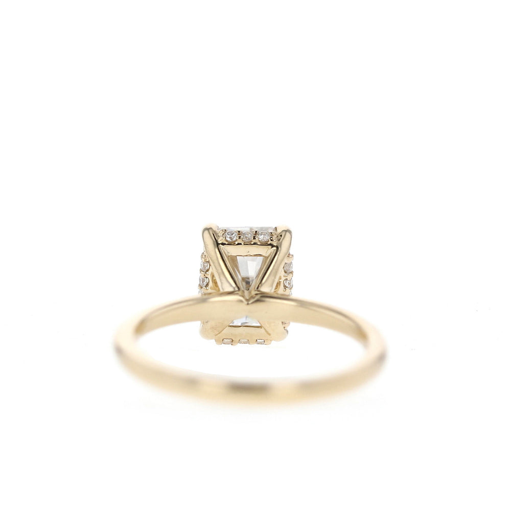 1.70CT Emerald Cut Hidden Halo Moissanite Diamond Engagement Ring For Her