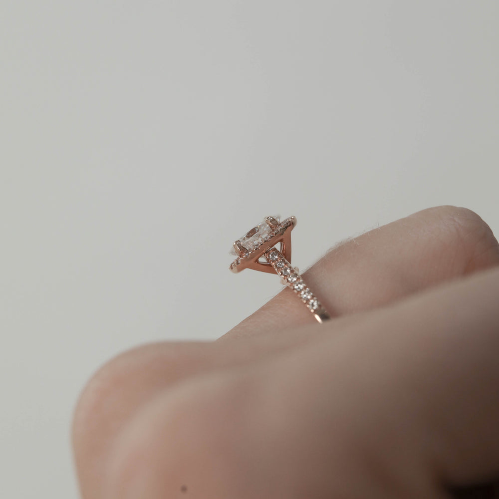 1.20CT Oval Halo Moissanite Diamond Engagement Ring