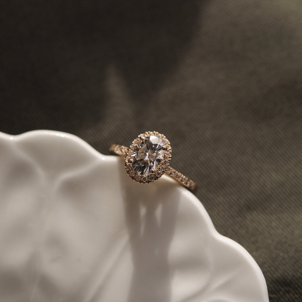 1.20CT Oval Halo Moissanite Diamond Engagement Ring