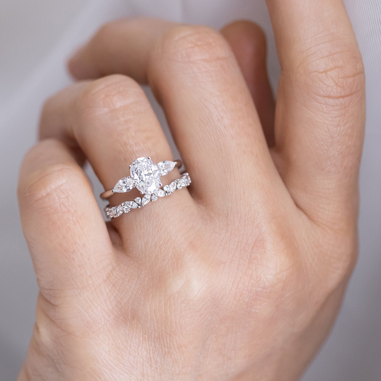 1.33CT Oval Three Stone Moissanite Diamond Solitaire Engagement Ring For Her