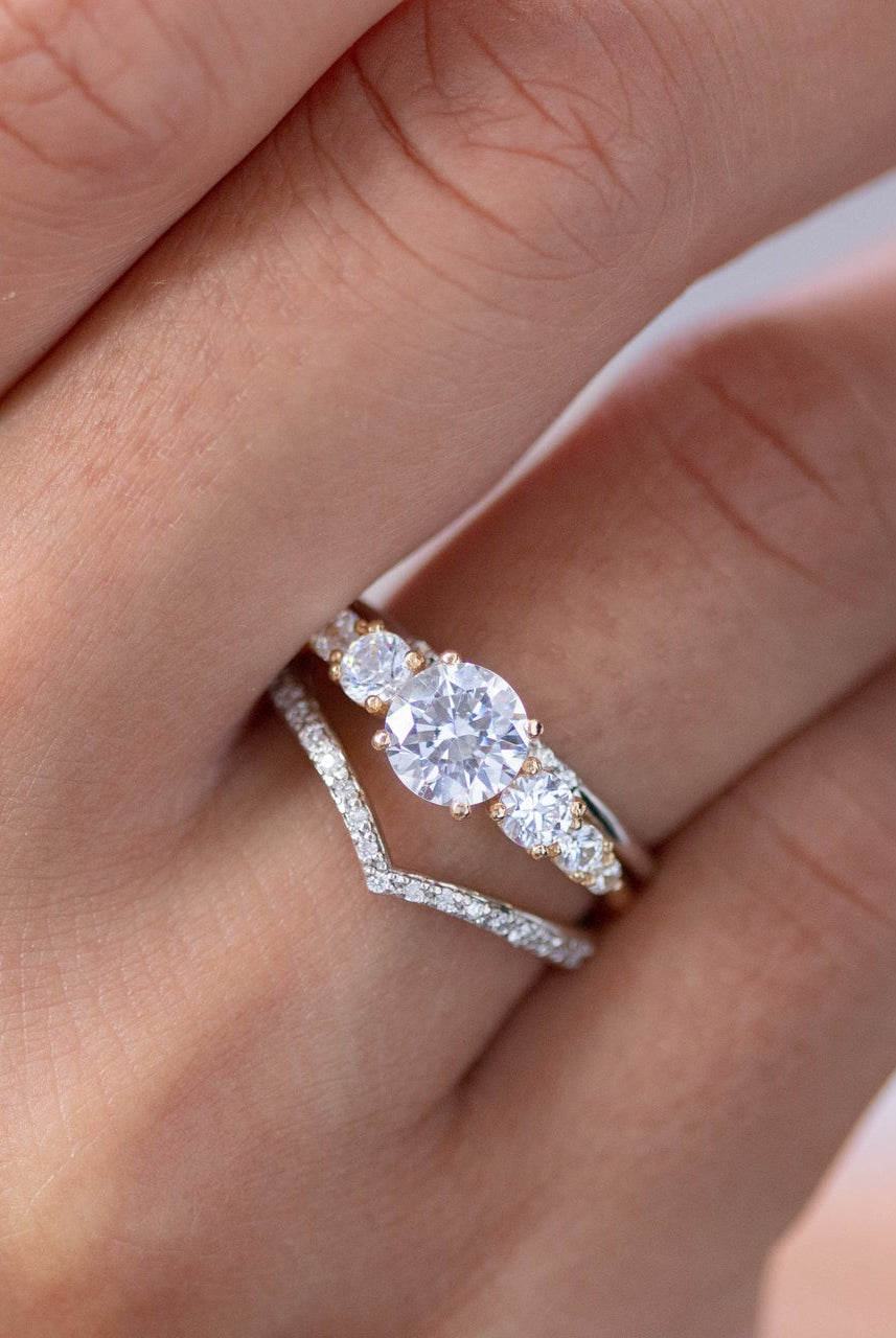 1.45CT Round Seven Stone Moissanite Diamond Solitaire Engagement Ring