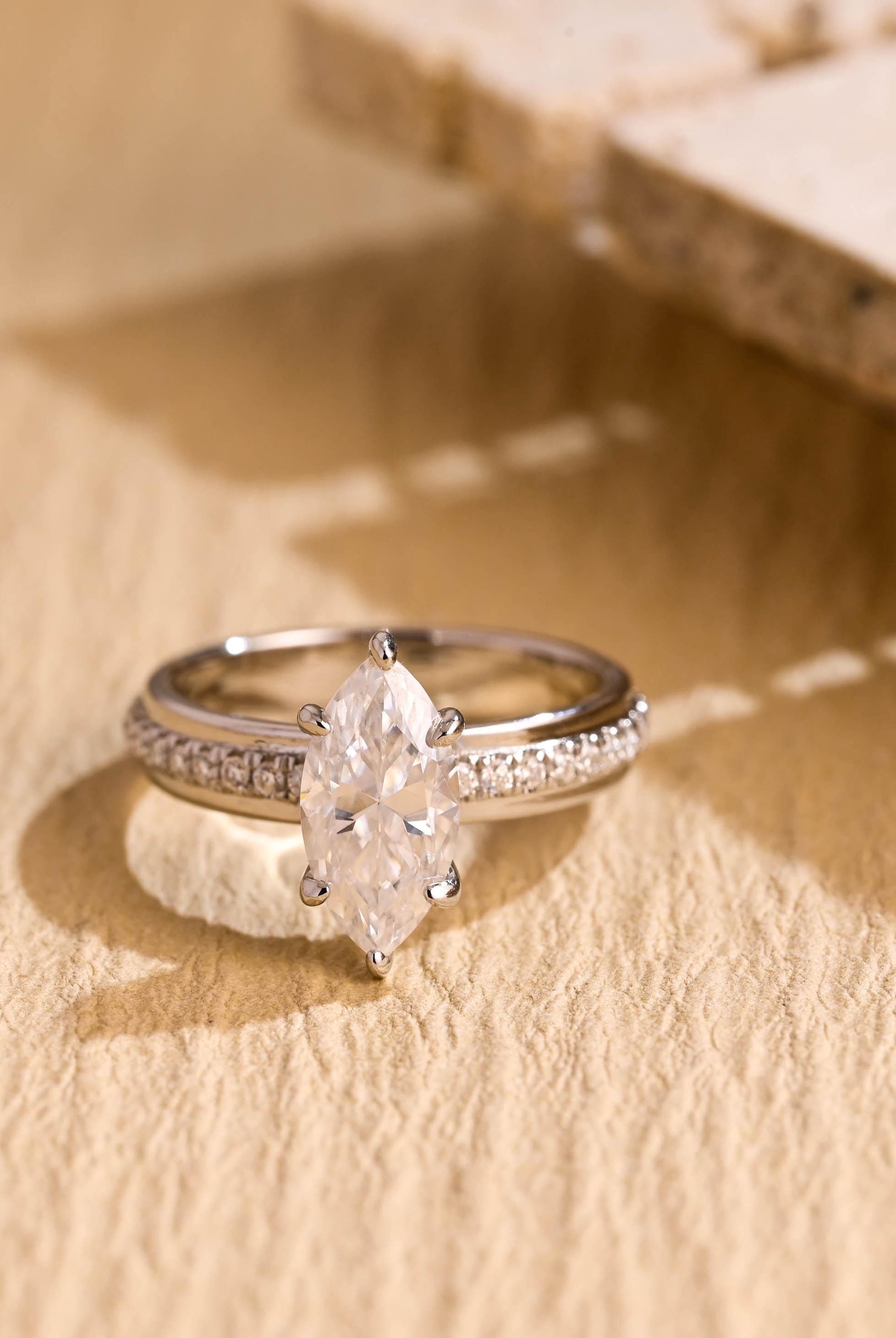 Marquise Solitaire Pave Ring