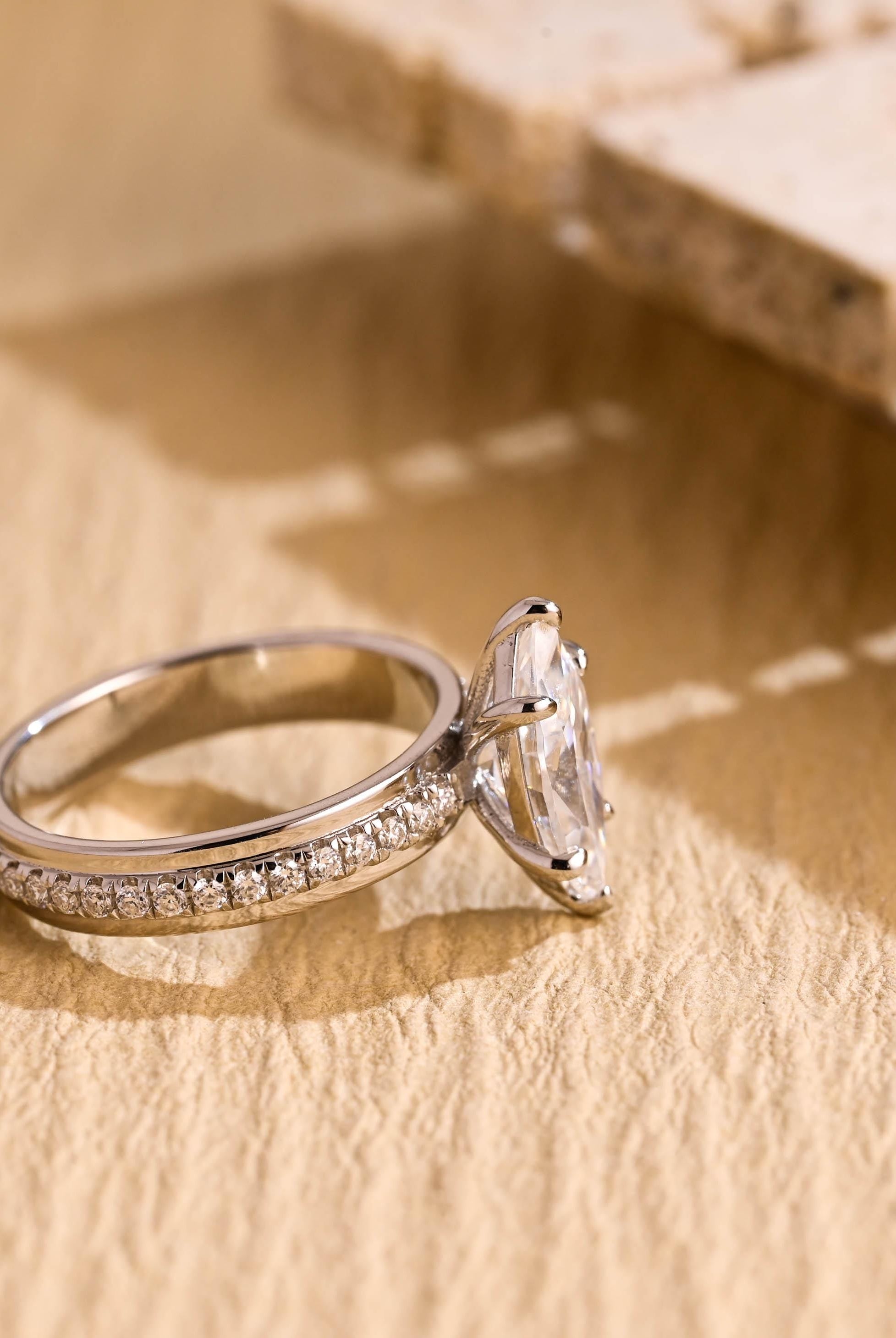 Marquise Solitaire Pave Ring