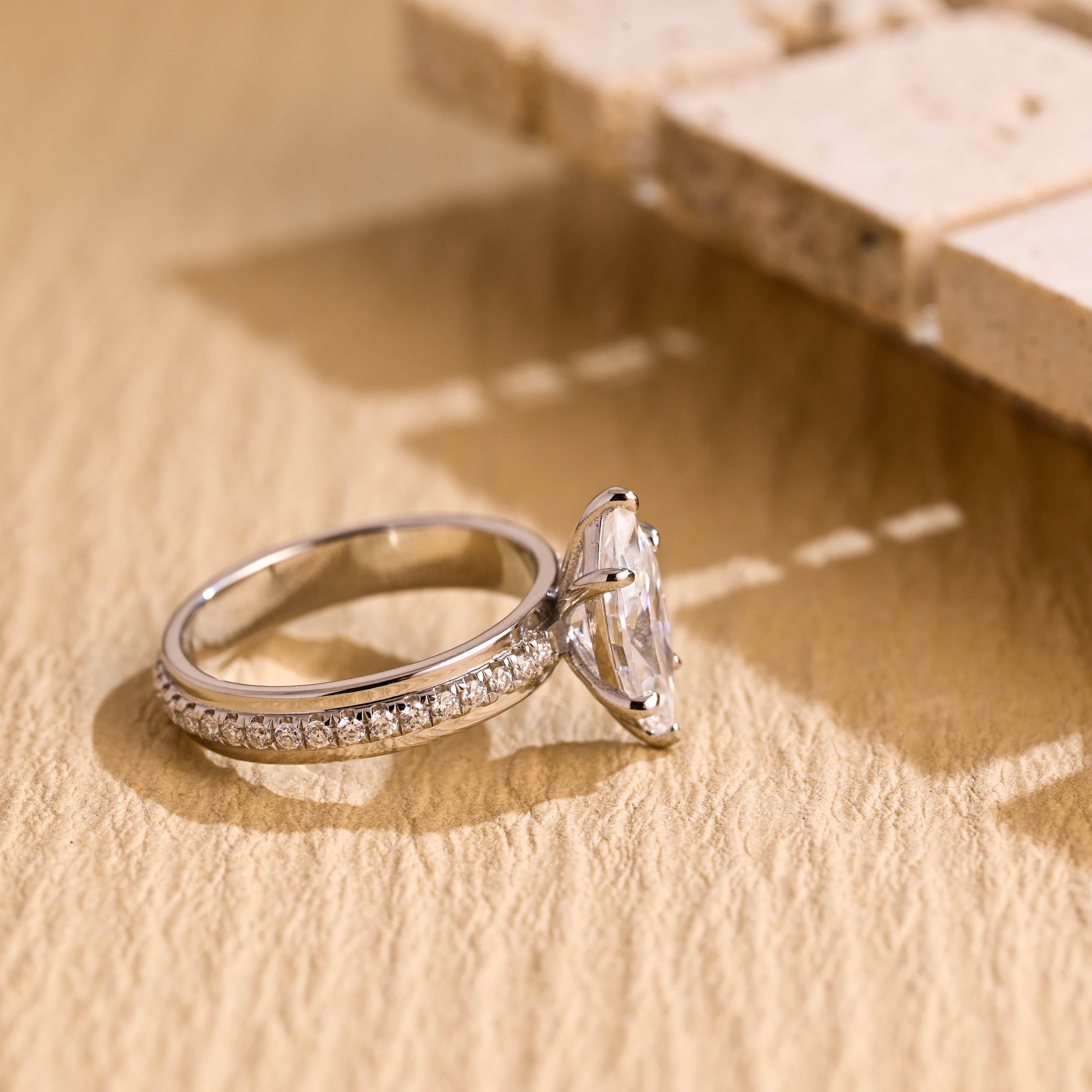 Marquise Solitaire Pave Ring