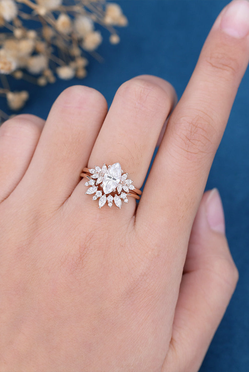marquise-shaped-moissanite-cluster-bridal-set-4