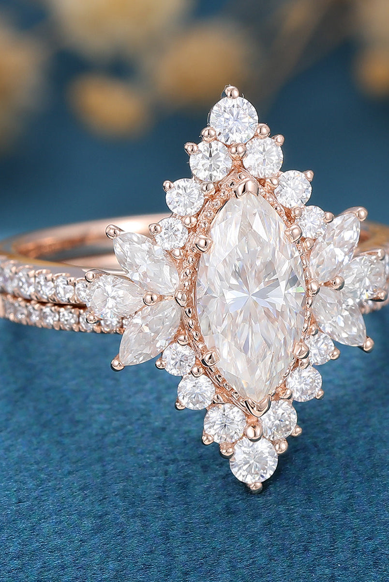 marquise-shaped-moissanite-cluster-bridal-set-1