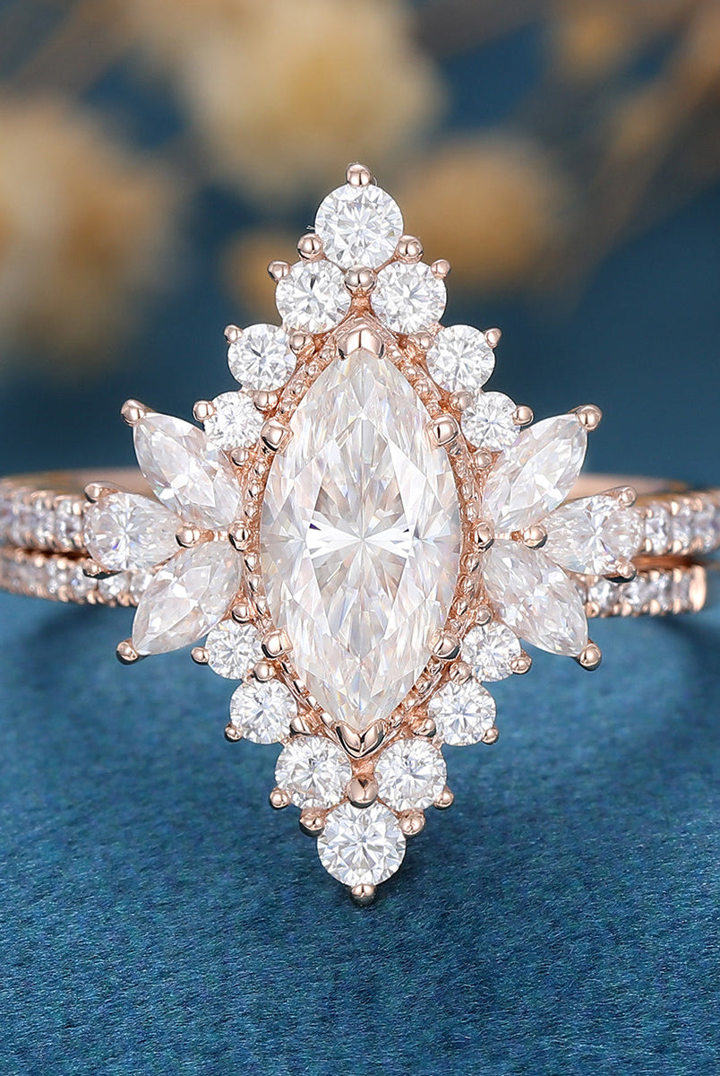 marquise-shaped-moissanite-cluster-bridal-set-1