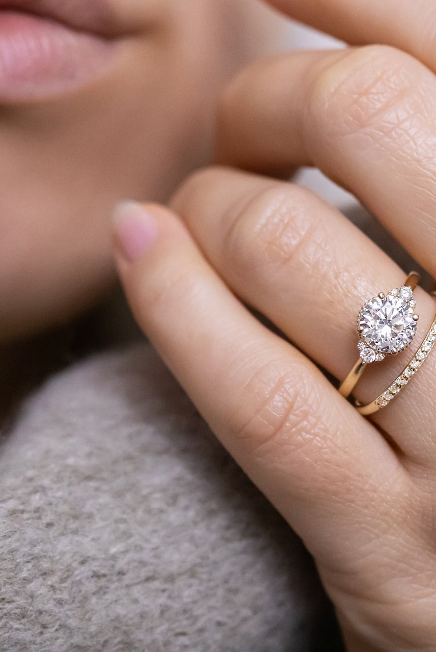 1.20CT Round Vintage Moissanite Diamond Cluster Engagement Ring