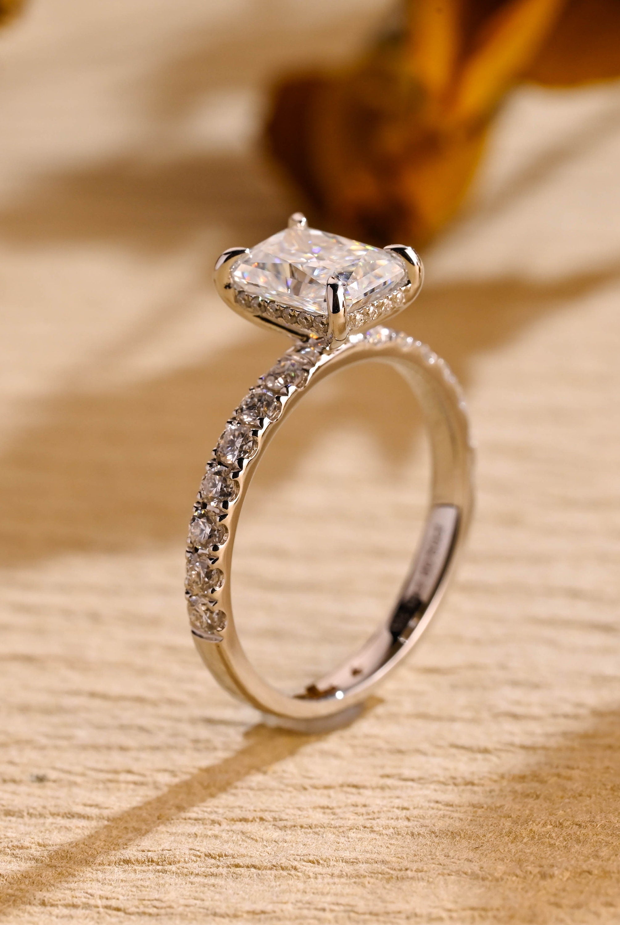 bridal pavé moissanite engagement ring 1ct