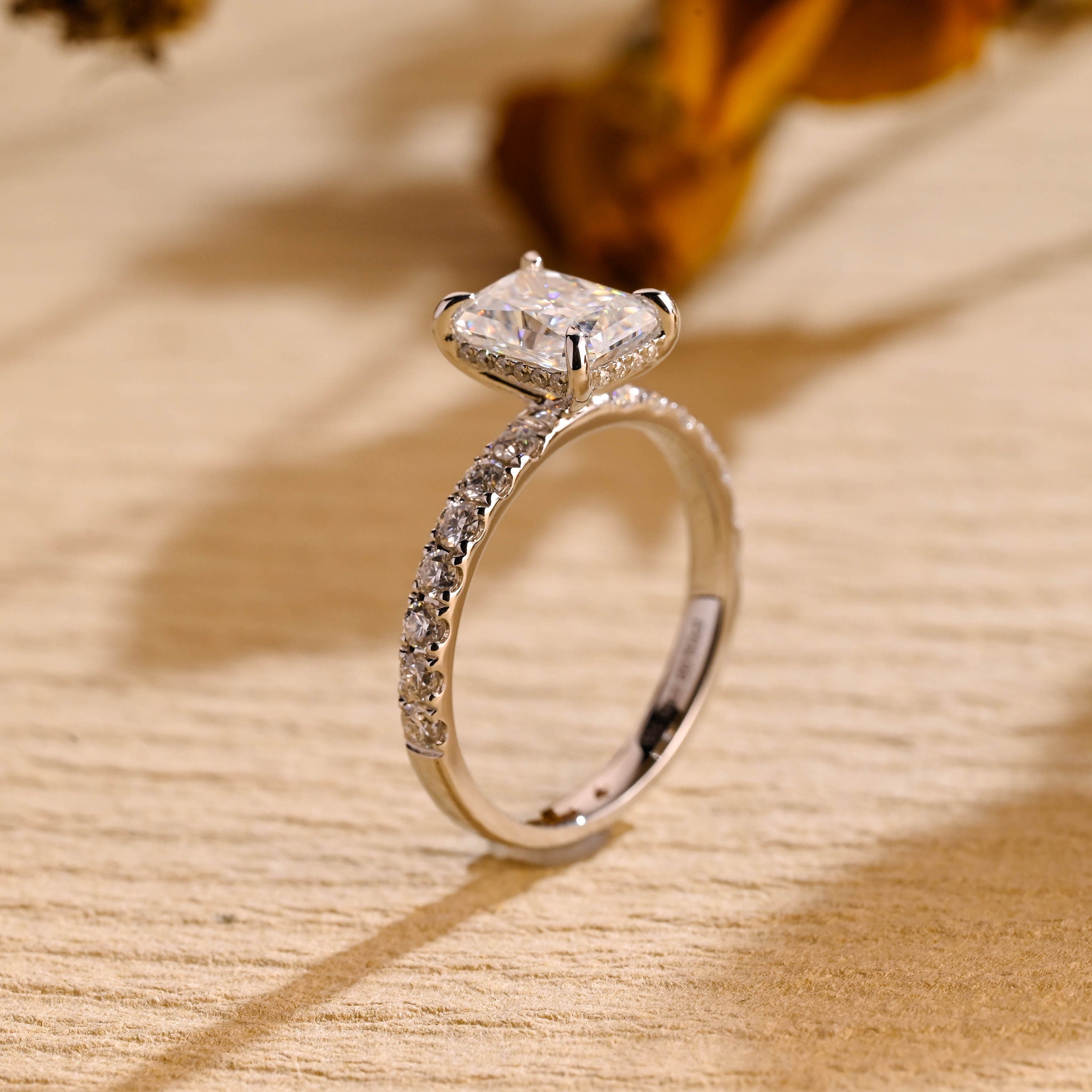 bridal pavé moissanite engagement ring 1ct