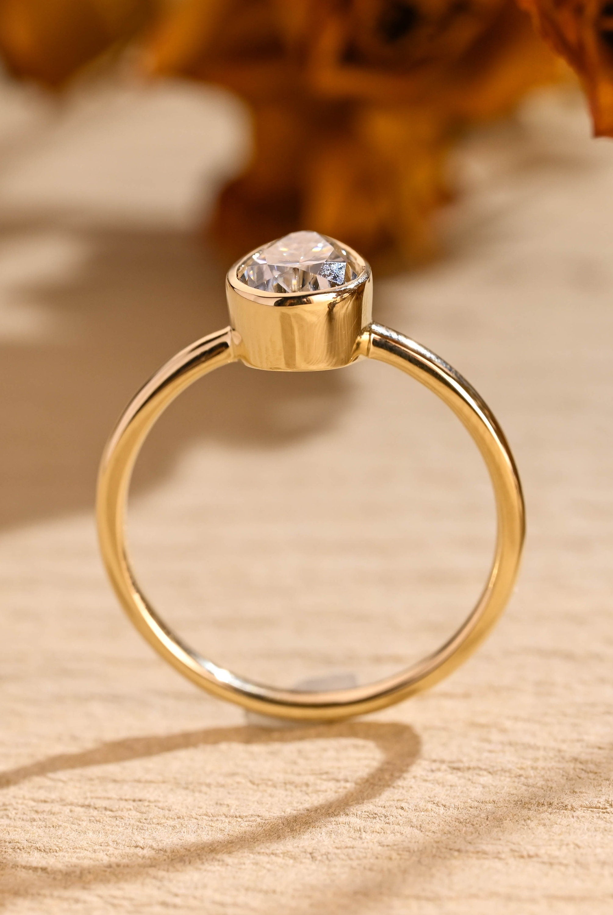 bridal pear bezel engagement ring moissanite USA