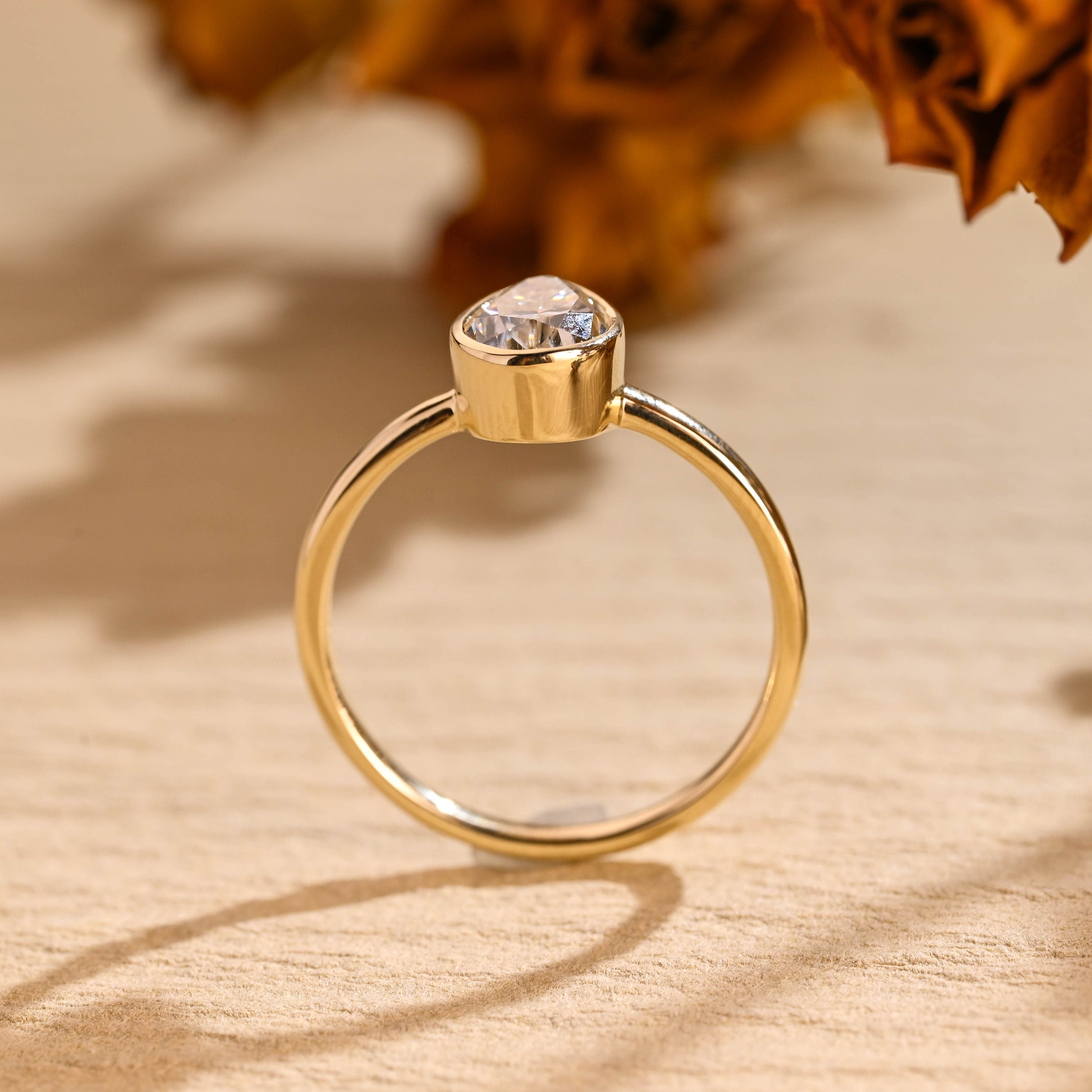 bridal pear bezel engagement ring moissanite USA
