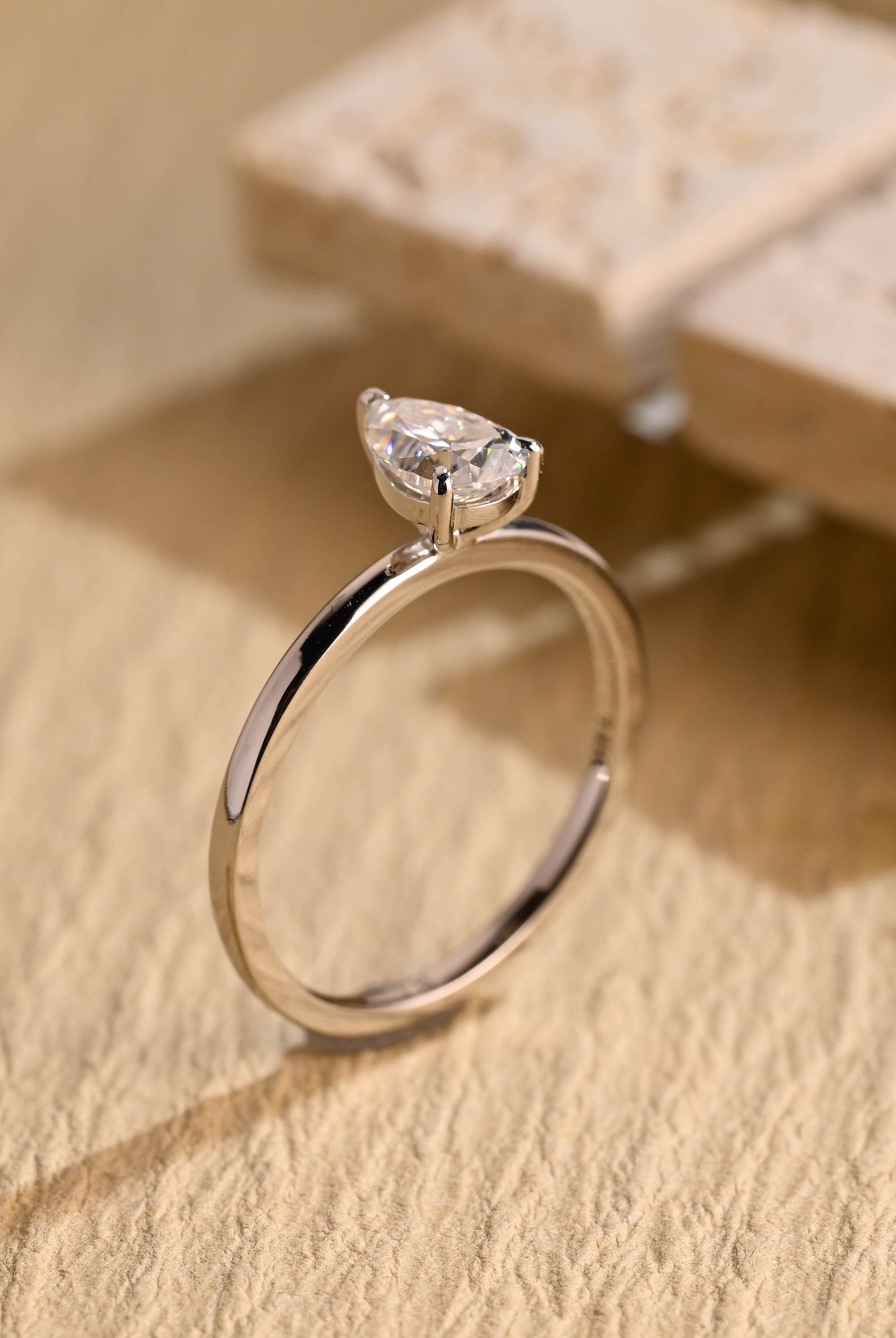 classic pear engagement ring solitaire moissanite