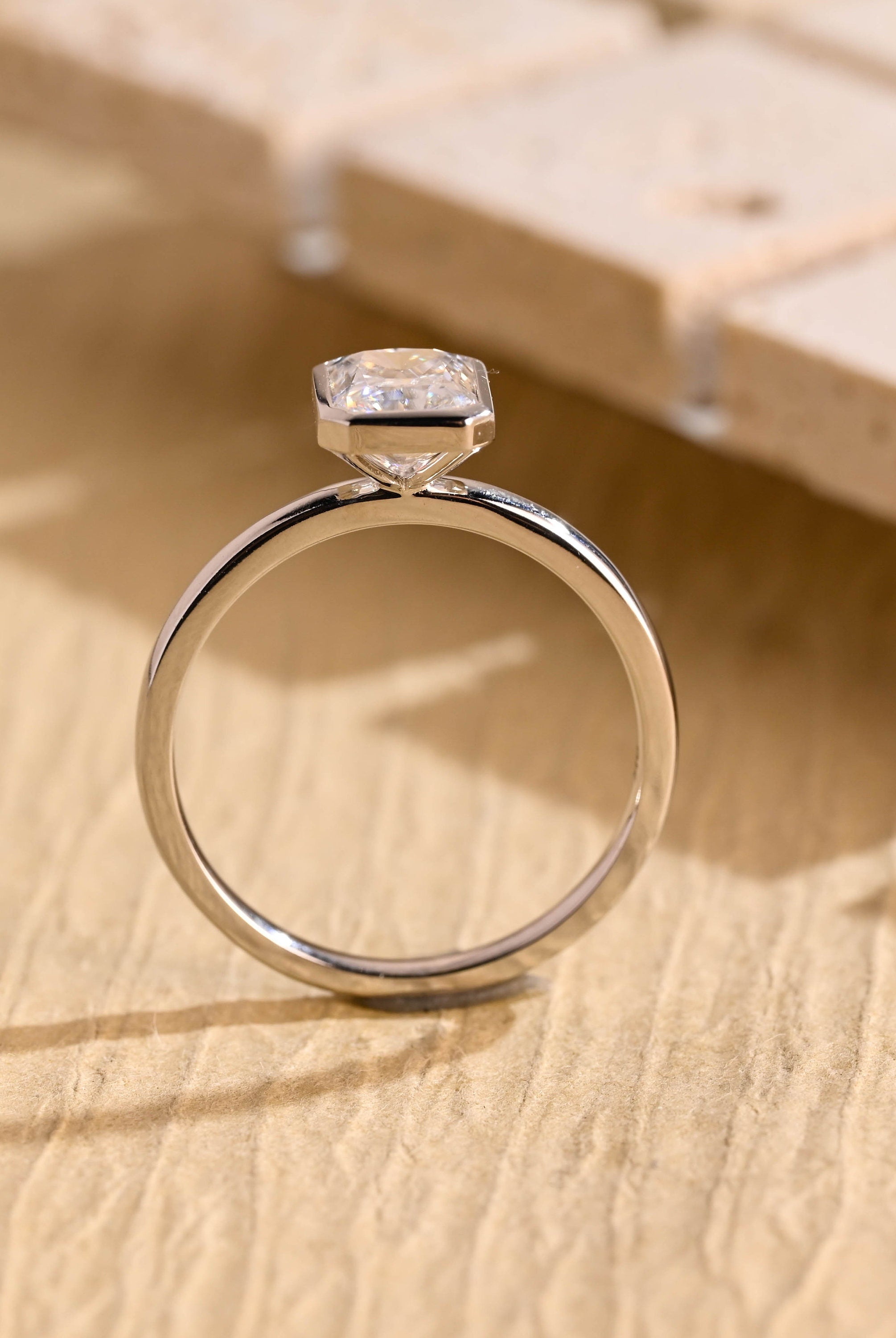 White Gold Radiant Moissanite Ring