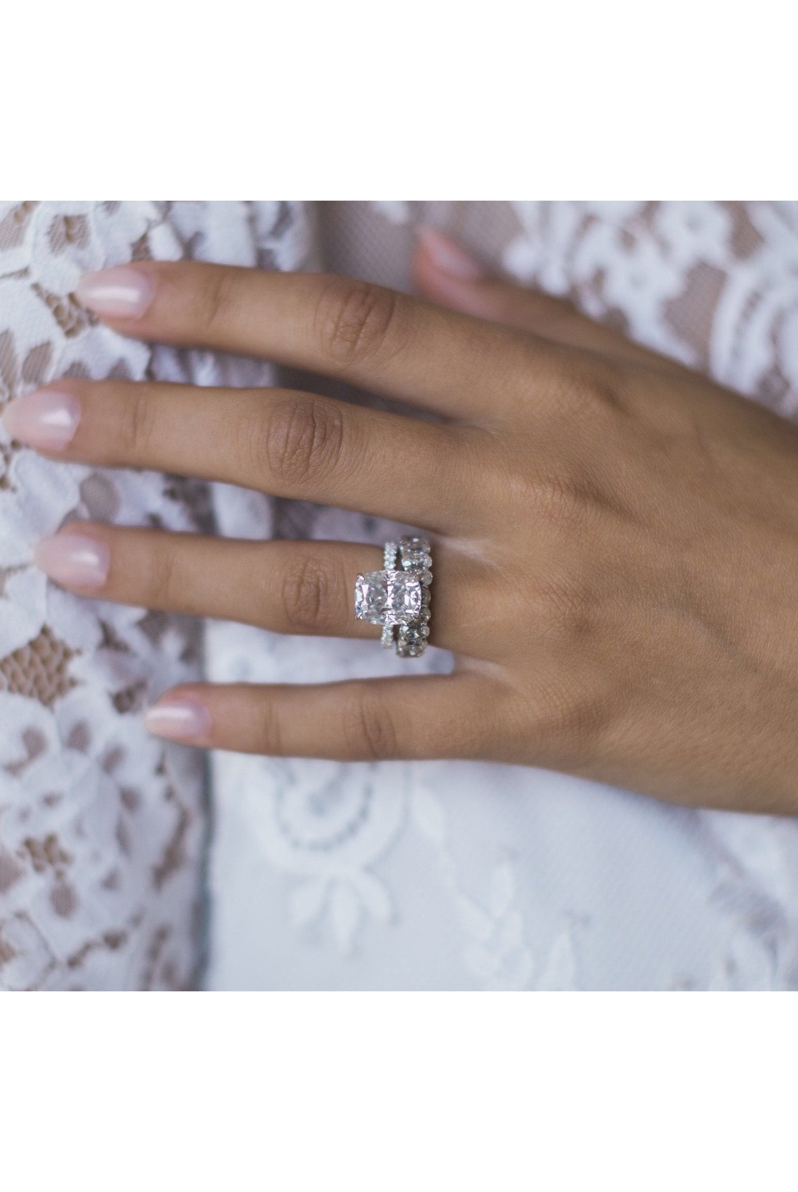 Pave Band Engagement Ring