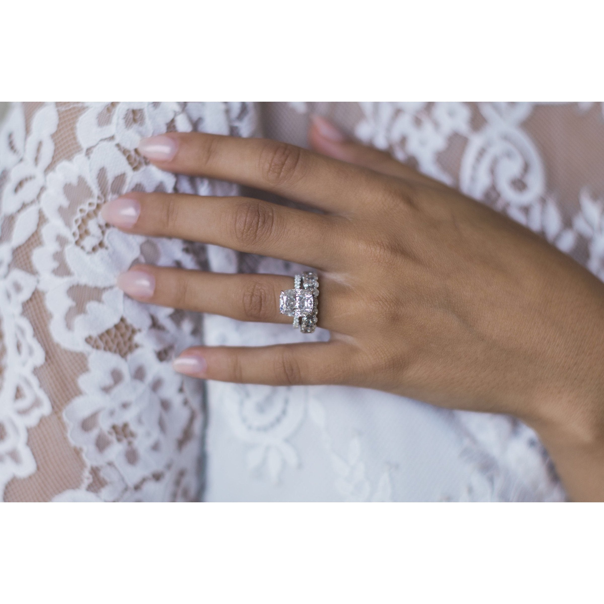 Pave Band Engagement Ring