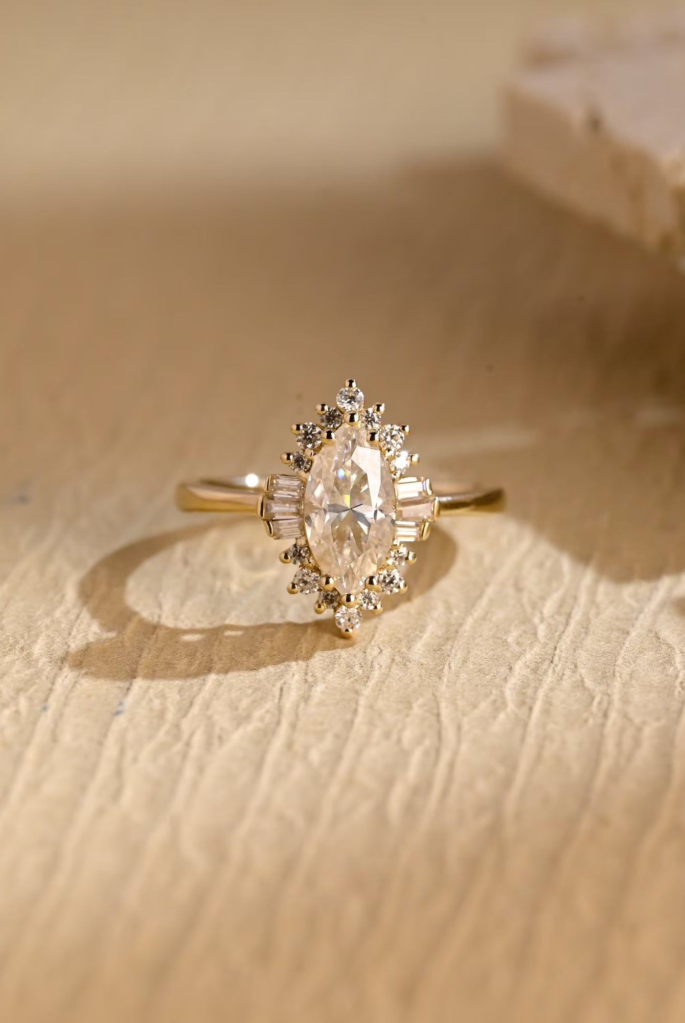 1 Carat Marquise Cut Moissanite Ring