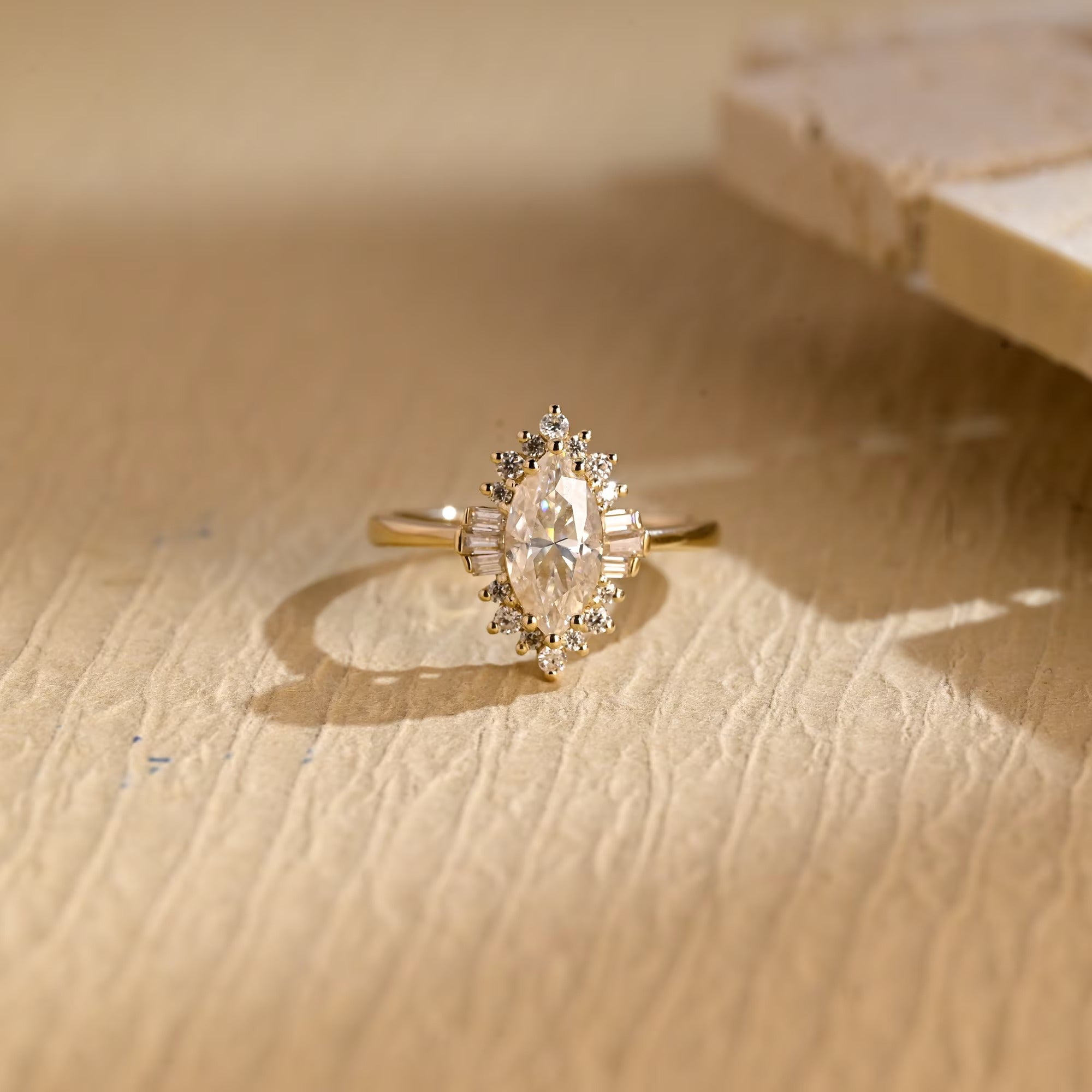 1 Carat Marquise Cut Moissanite Ring