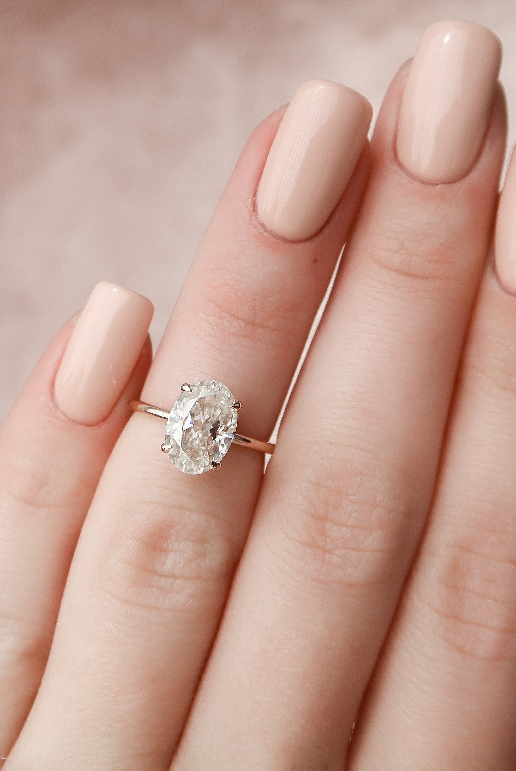 Oval Diamond Alternative Ring