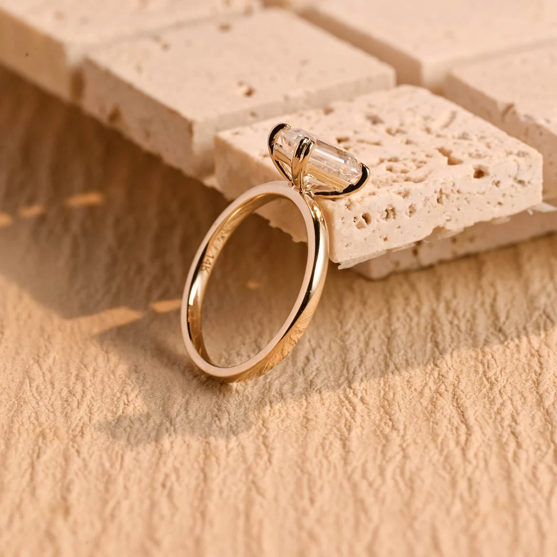 Elegant Diamond Solitaire Moissanite Ring
