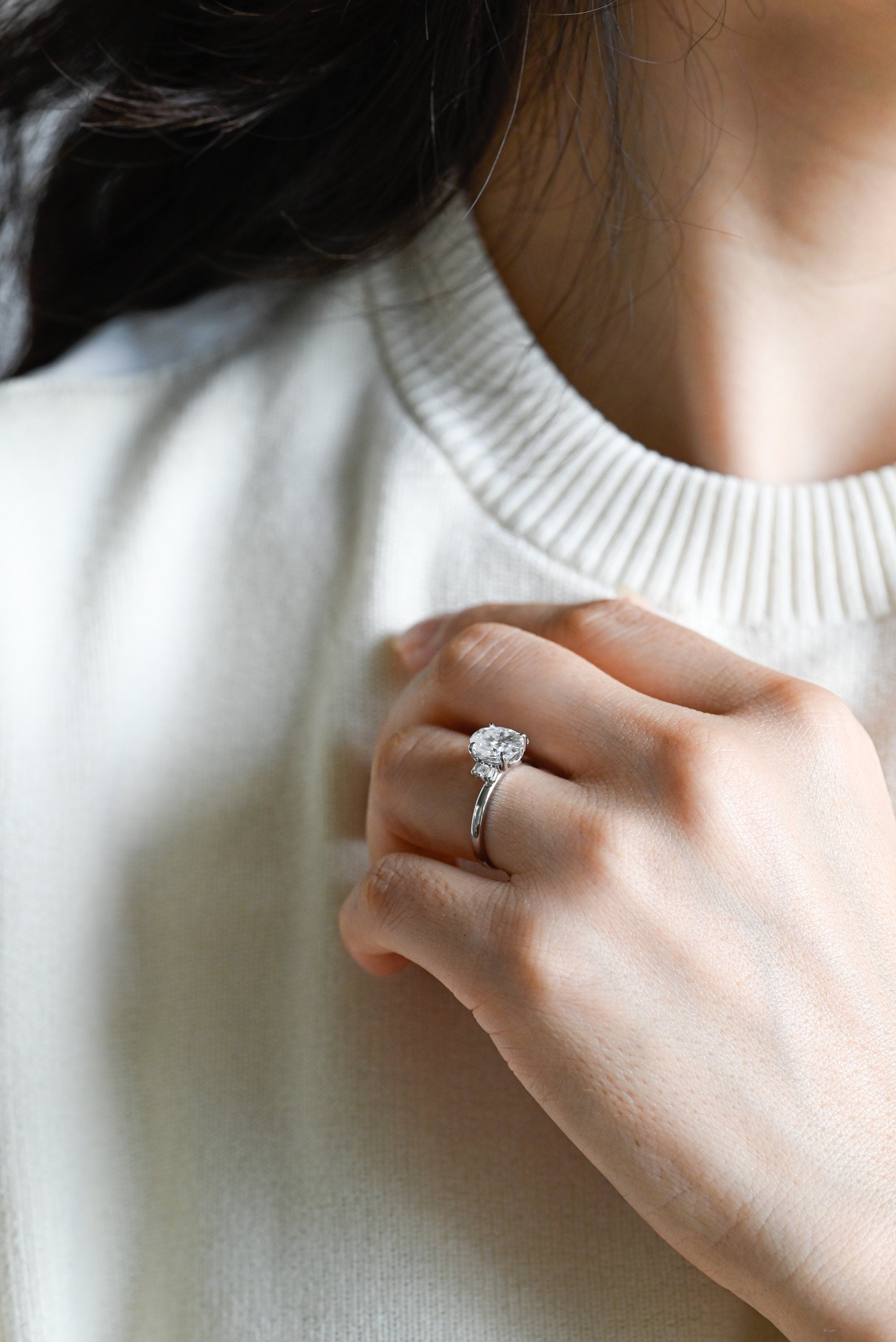 Vintage Inspired Oval Diamond Cluster Moissanite Ring