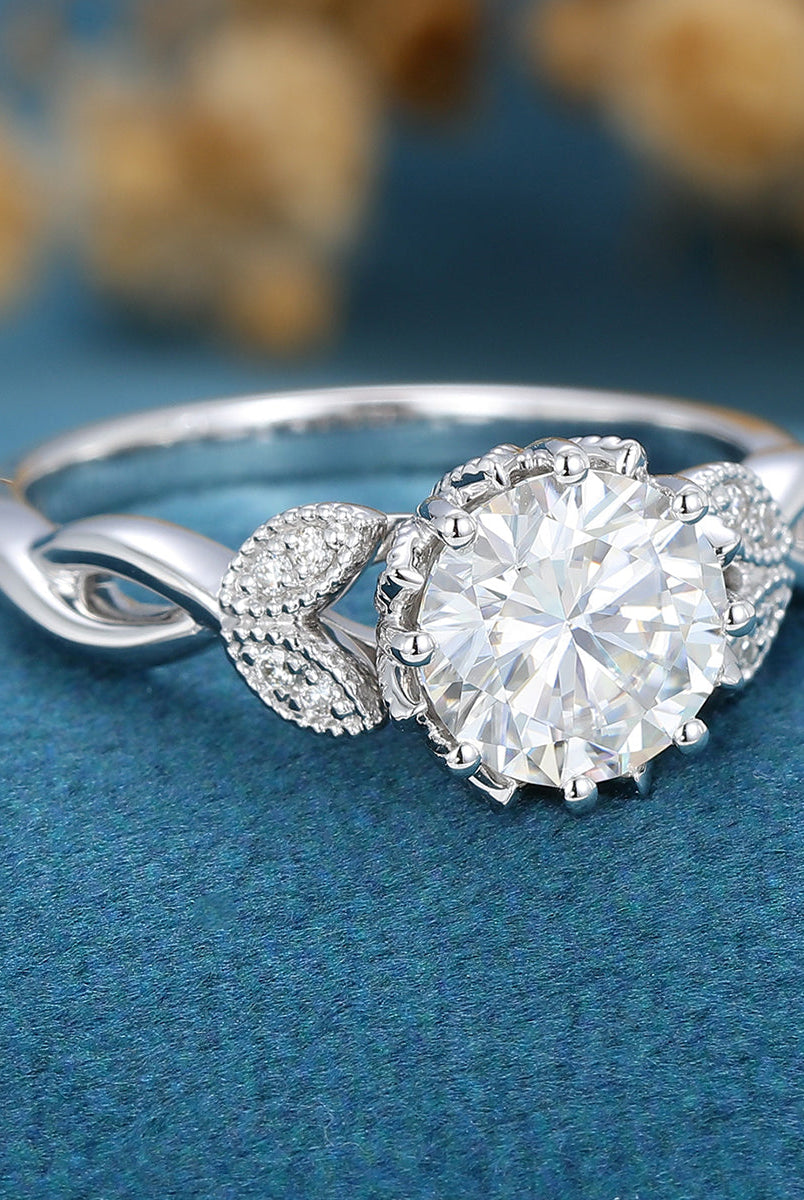 round-shaped-moissanite-milgrain-art-deco-engagement-ring