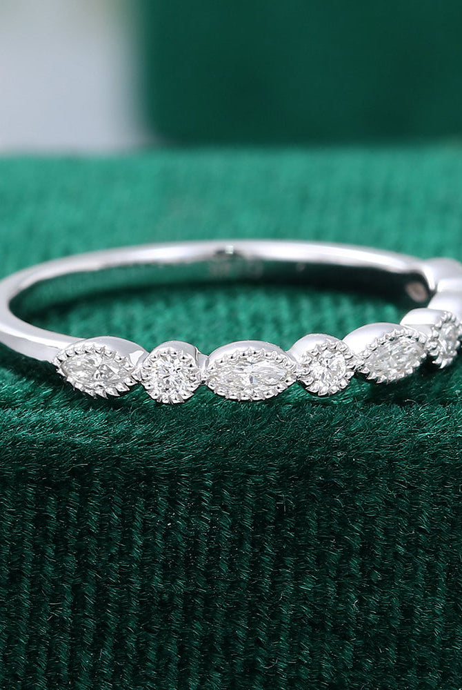 marquise-round-moissanite-milgrain-style-wedding-band