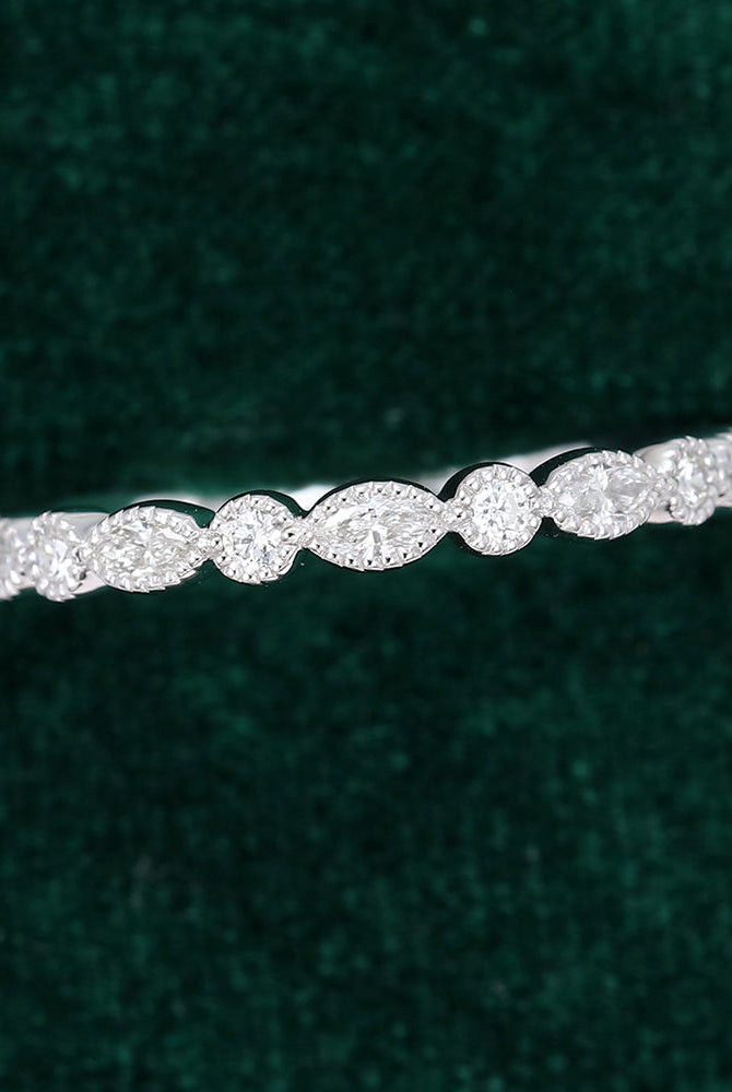 marquise-round-moissanite-milgrain-style-wedding-band