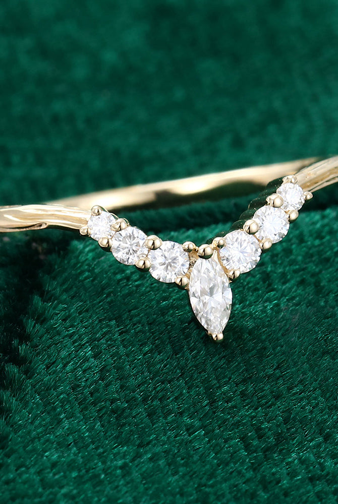 round-marquise-moissanite-curved-wedding-band