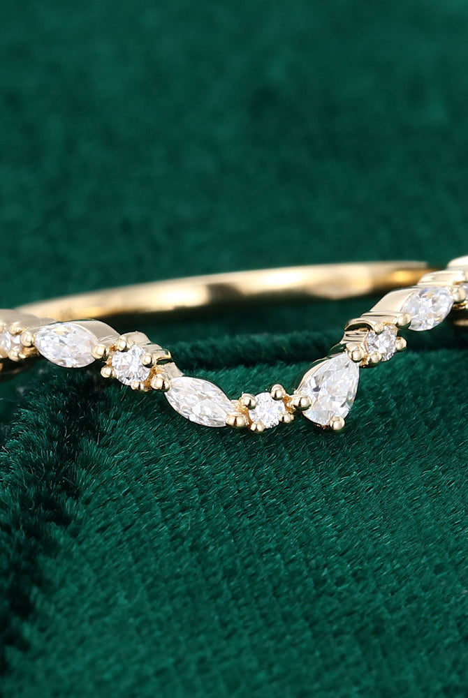 marquise-pear-round-moissanite-curved-wedding-band