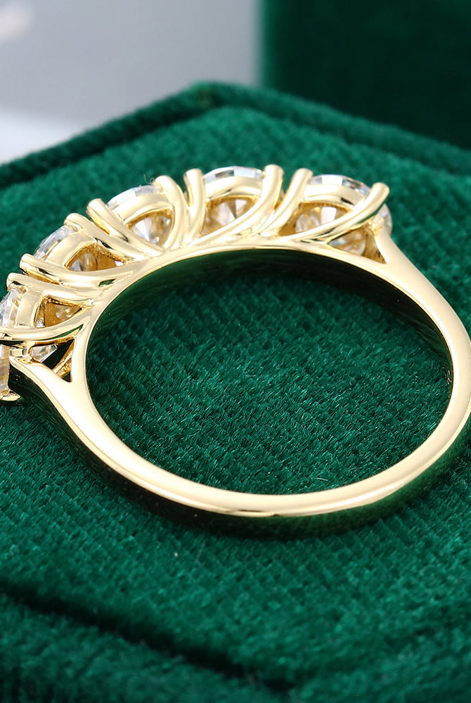 round-moissanite-five-stone-wedding-band